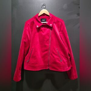 Torrid Velveteen Moto Jacket Jester Red Sz 2X 18-20 NWT